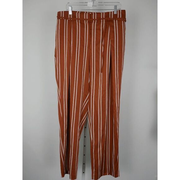 Bar III Women's Plus Size Striped Tie-Waist straight leg Pants 14W - Picture 2 of 9